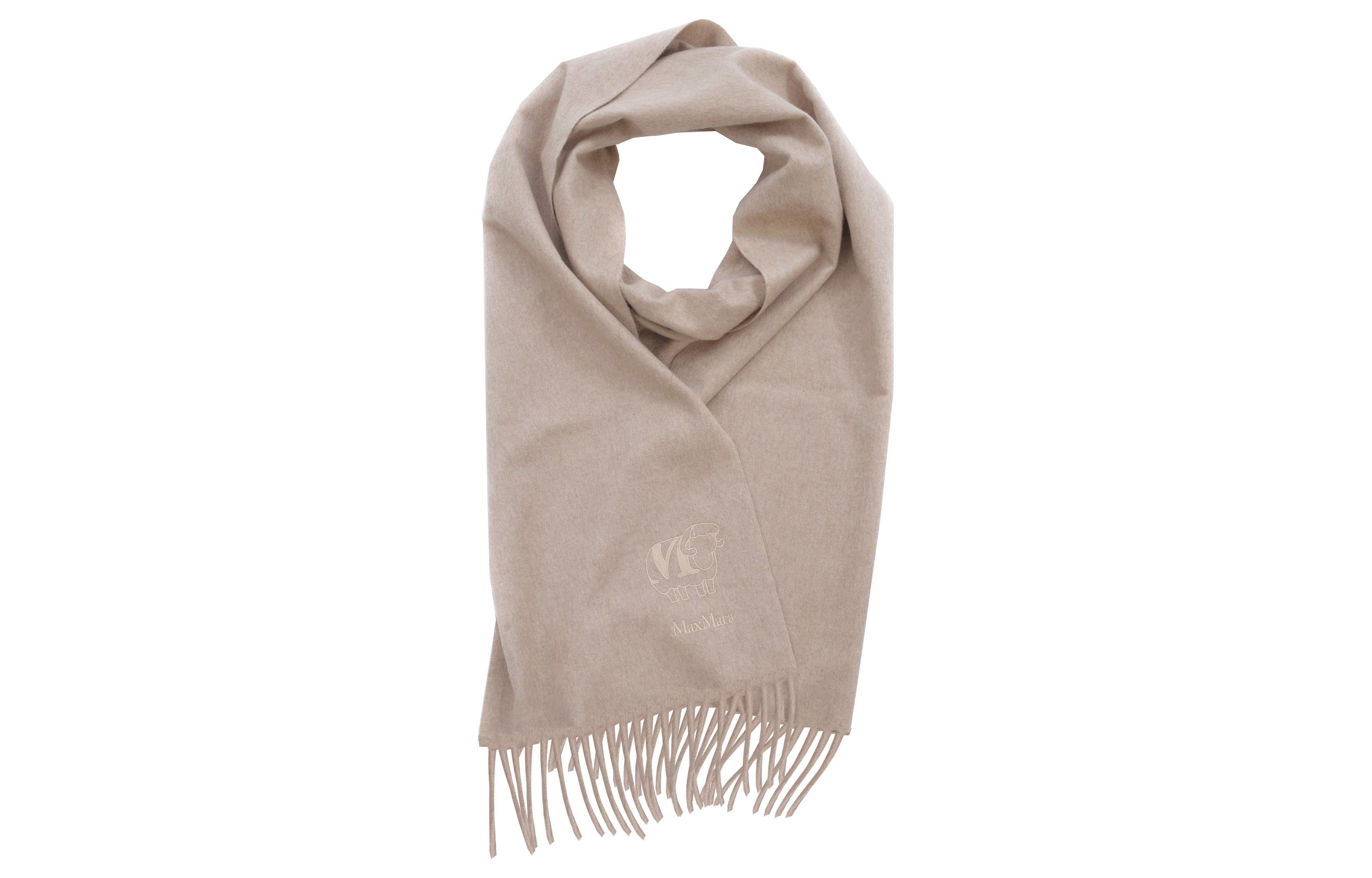 Lookbook 'S Max Mara S MAX MARA Logo Embroidered Wool Scarf Unisex Couple Style Khaki 45463113600253-003