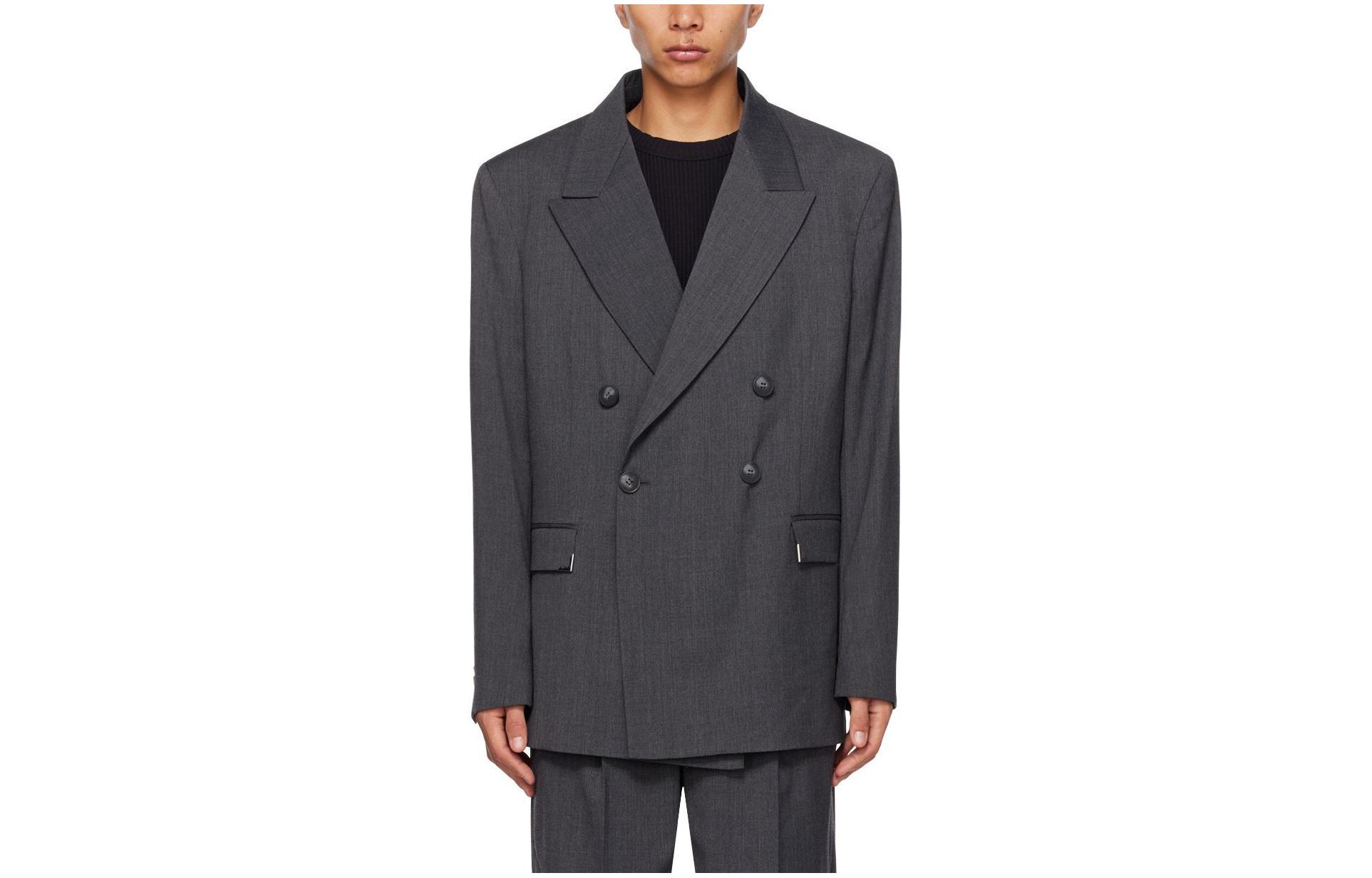 'S Max Mara S Max Mara Solid Color Single-Breasted Long-Sleeve Jacket Men’s Grey 20461033002