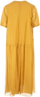 'S MAX MARA Solid Ruched Short Sleeve Crew Neck Dress Yellow 2392211032600-072 Lookbook 'S MAX MARA Solid Ruched Short Sleeve Crew Neck Dress Yellow 2392211032600-072