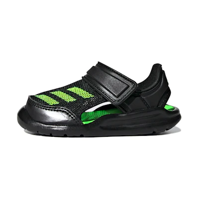 (TD) adidas Fortaswim I Velcro Casual Black Green Sandals 'Black Green'
