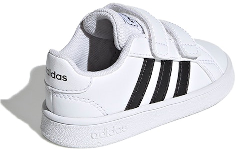 婴童 adidas neo GRAND COURT 魔術貼 防滑耐磨 低筒 板鞋 白黑 Shop 婴童 adidas neo GRAND COURT 魔術貼 防滑耐磨 低筒 板鞋 白黑