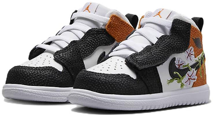 (TD) Air Jordan 1 Mid 'Bordado Floral/Blanco/Starfish' DR6964-100 Lookbook (TD) Air Jordan 1 Mid 'Bordado Floral/Blanco/Starfish' DR6964-100