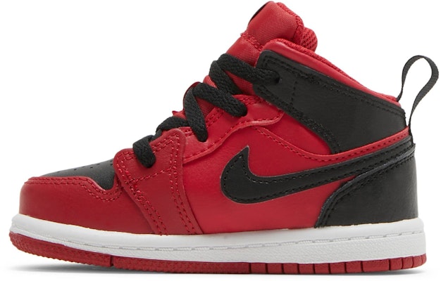 (TD) Air Jordan 1 Mid 'Reverse Bred' Merah Hitam Terbalik 640735-660 Lookbook (TD) Air Jordan 1 Mid 'Reverse Bred' Merah Hitam Terbalik 640735-660