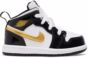 (Toddler) Air Jordan 1 Mid Patent 'Black Gold' BQ6933-007 (Toddler) Air Jordan 1 Mid Patent 'Black Gold' BQ6933-007
