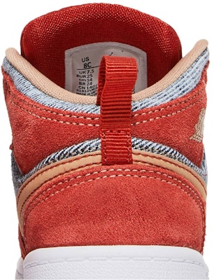 (TD) Air Jordan 1 Mid SE 'Denim Merah' DM4385-600 Sizing (TD) Air Jordan 1 Mid SE 'Denim Merah' DM4385-600