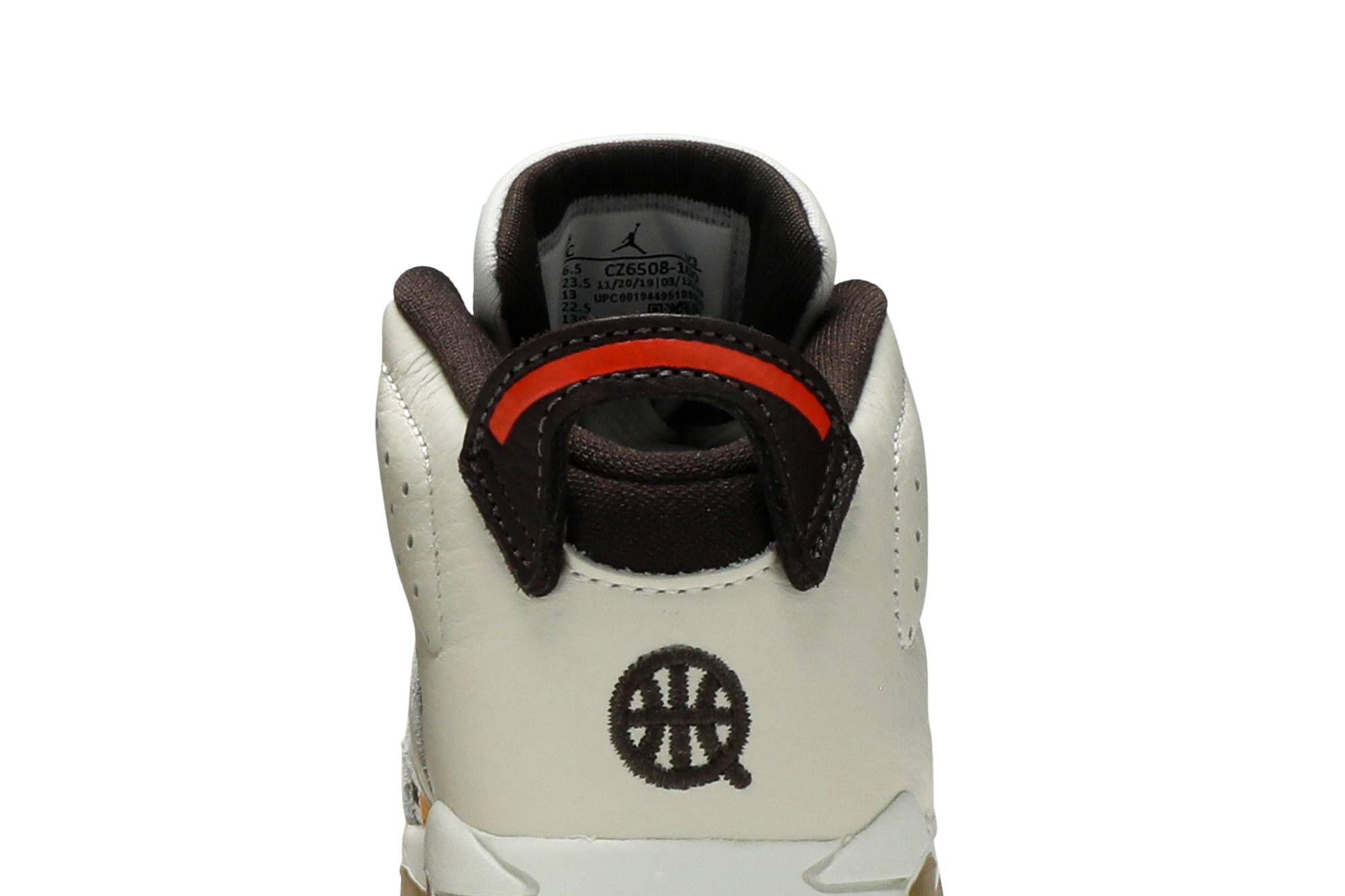 Sizing (TD) Air Jordan 6 Retro 'Quai 54 - Sail Gum' Putih Coklat Tanah CZ6508-100