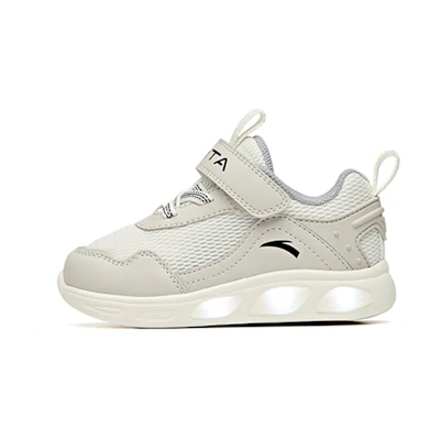 (TD) Anta Low-Top Velcro Running Shoes 'White Grey'