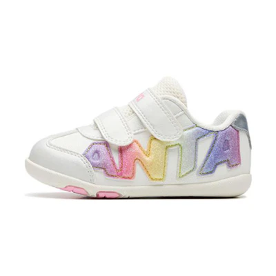 (TD) Anta Magic Tape Leather Lightweight Casual Running Shoes 'Silver White'