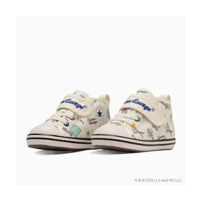 (TD) Converse Baby All Star N PT V-1 / Osaru no George (Curious George) Sneakers for Kids Off-White
