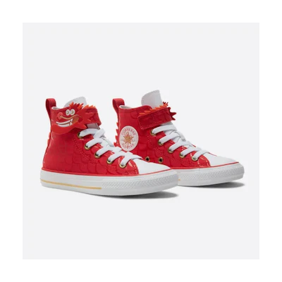(TD) Converse Chuck Taylor All Star 1V Hi Big Kids Casual Shoes Red Red Red
