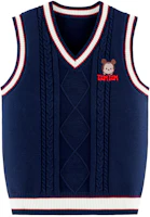 (Toddler) Disney Kids Sleeveless Navy Knit Vest - Simple Cartoon Letter Design. KLSS018 (Toddler) Disney Kids Sleeveless Navy Knit Vest - Simple Cartoon Letter Design. KLSS018