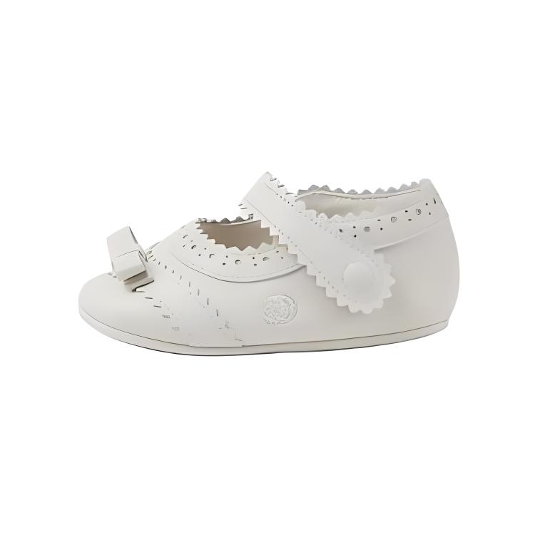 (Toddler) Gucci Walking Shoes 'White Flat Buckle with Fan-Shaped Trim' 779150-BLN00-9050