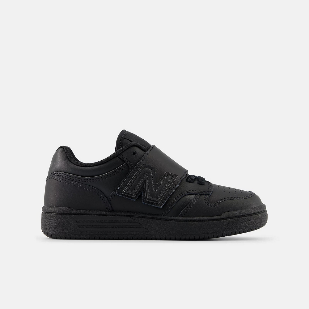 (TD) NB 480 Kids Casual Shoes with Bungee Lace and Strap Black