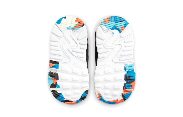 Details for (TD) Nike Air Max 90 LTR Baskets Basses en Cuir Gris/Bleu/Orange DM7596-001