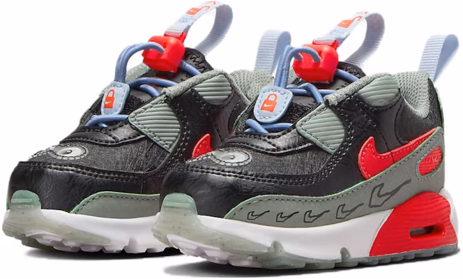 (Toddler) Nike Air Max 90 Toggle SE 'Black Green Bright Crimson' FB9116-001 Lookbook (Toddler) Nike Air Max 90 Toggle SE 'Black Green Bright Crimson' FB9116-001