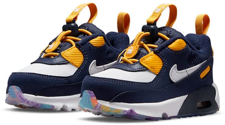 TD嬰童 Nike Air Max 90 Toggle SE 透氣防滑 低筒運動跑步鞋 藍白黃拼色 Lookbook TD嬰童 Nike Air Max 90 Toggle SE 透氣防滑 低筒運動跑步鞋 藍白黃拼色