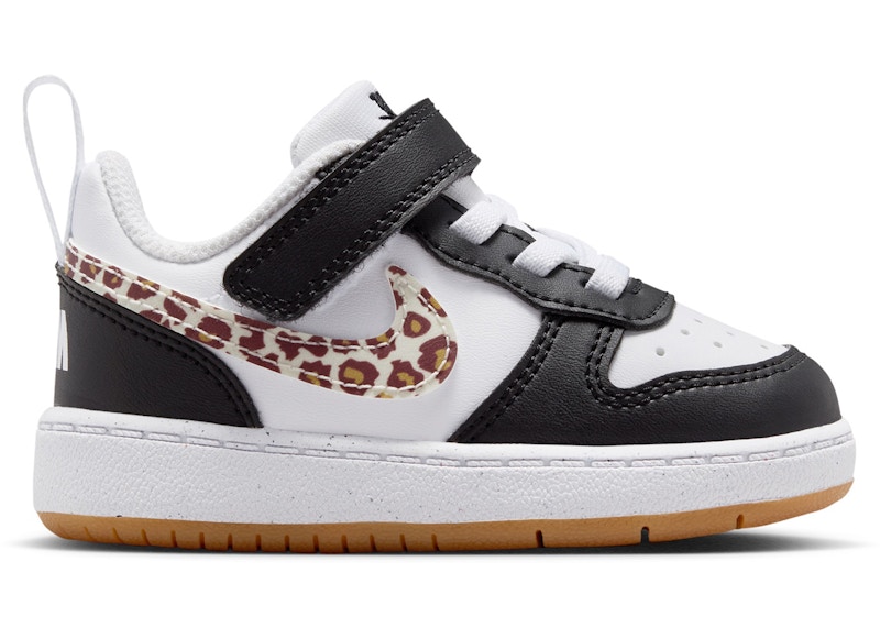 (Toddler) Nike Court Borough Low Black White Leopard Swoosh IR0565-001