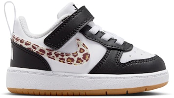 (Toddler) Nike Court Borough Low Black White Leopard Swoosh IR0565-001 (Toddler) Nike Court Borough Low Black White Leopard Swoosh IR0565-001