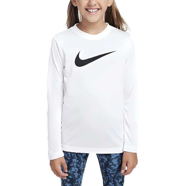 (Toddler) Nike Dri-Fit Long Sleeve Comfortable Sweat-Wicking Tee White (Kids). FZ5192-100