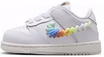 (Toddler) Nike Dunk Low SE Rainbow Lace Swoosh White FQ1924-100 (Toddler) Nike Dunk Low SE Rainbow Lace Swoosh White FQ1924-100