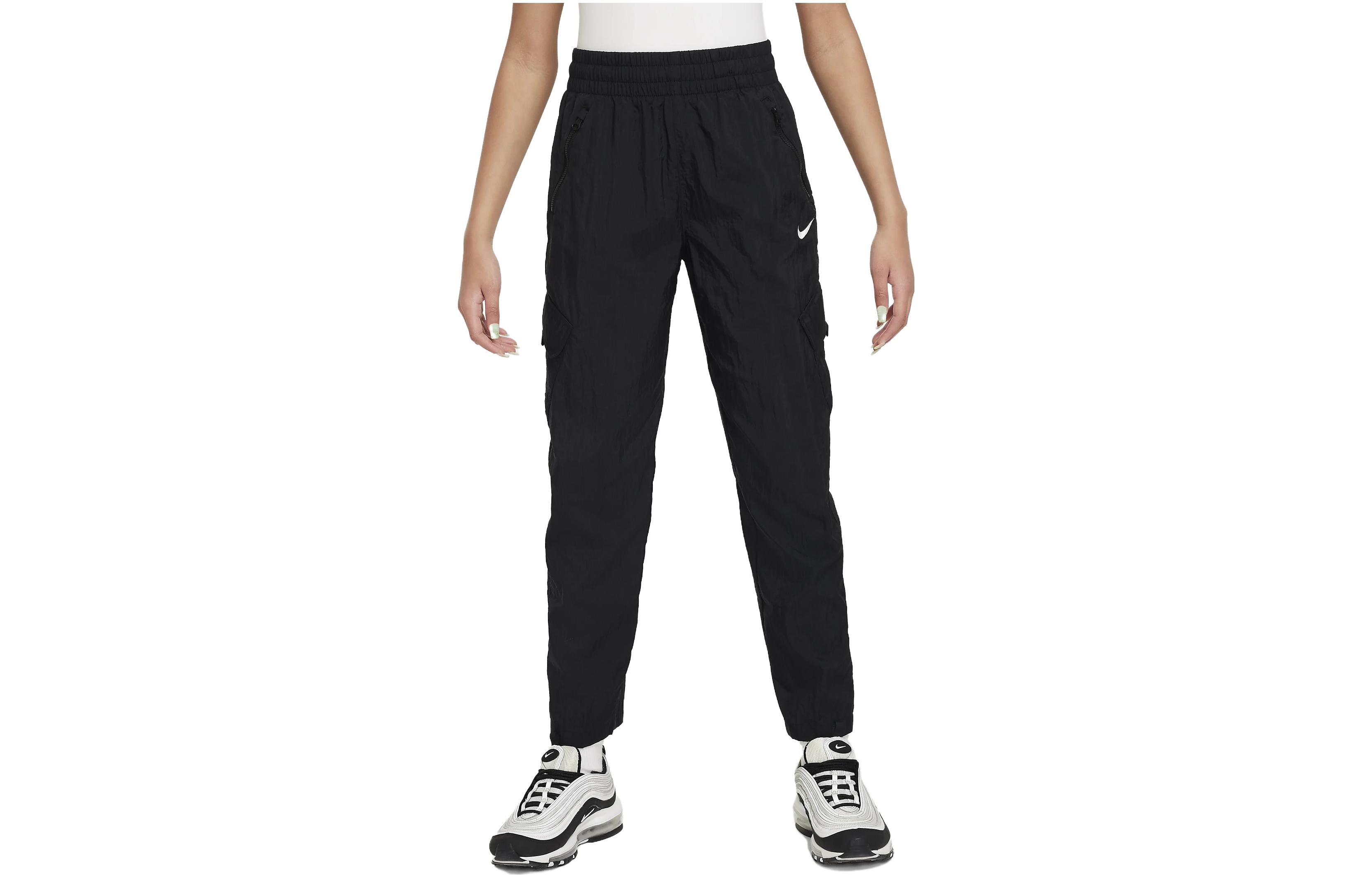 (Toddler) Nike Kids Black High-Waisted Elastic Cargo Pants for Girls - Children's Wear FD2951-010