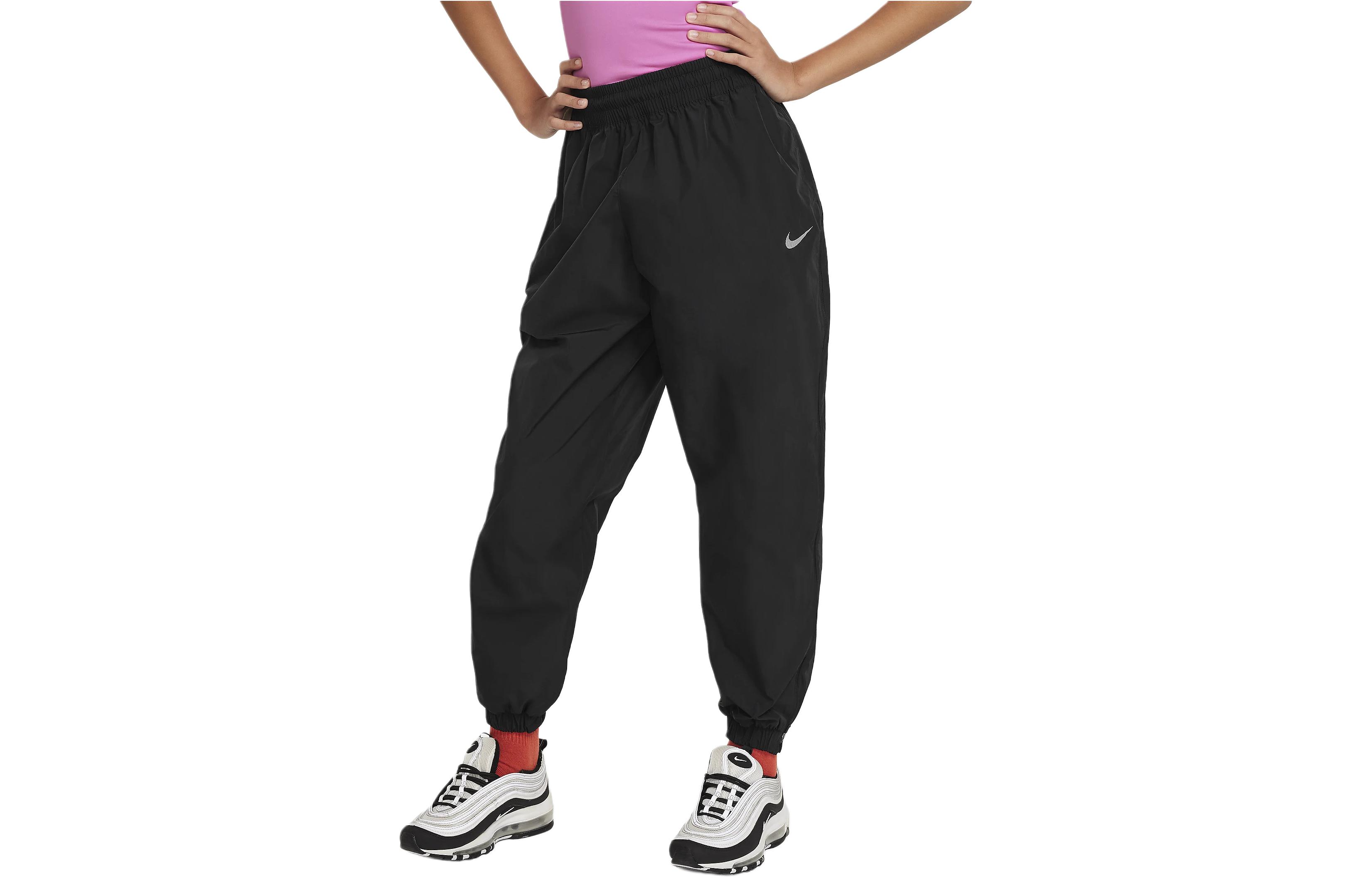 (Toddler) Nike Sportswear Black Kids' Woven Track Pants with Logo and Cuffed Design. FN8659-010