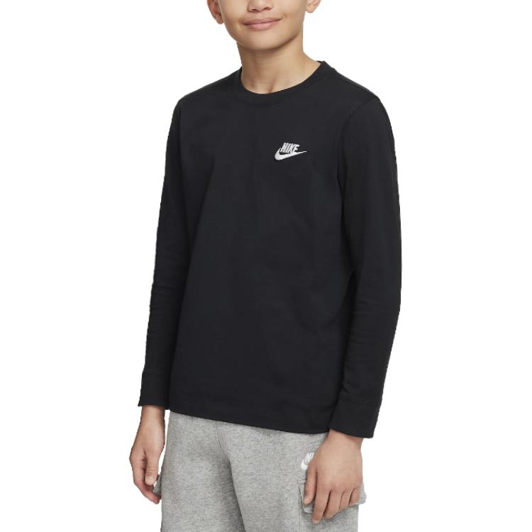 (Toddler) Nike Sportswear Kids Long Sleeve T-Shirt - Soft, Comfy, Skin-Friendly, Black. FZ4946-010