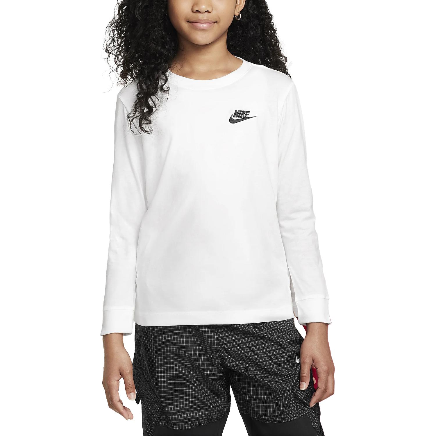 (Toddler) Nike Sportswear Soft & Breathable Long-Sleeve Tee White - Youth. FZ4946-100