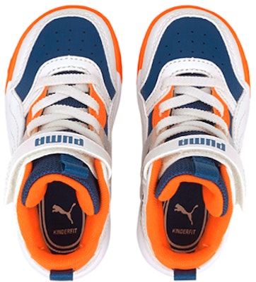嬰童 Puma Backcourt Mid AC Inf 拼接拼色 休閒板鞋 白藍橙 Lookbook 嬰童 Puma Backcourt Mid AC Inf 拼接拼色 休閒板鞋 白藍橙
