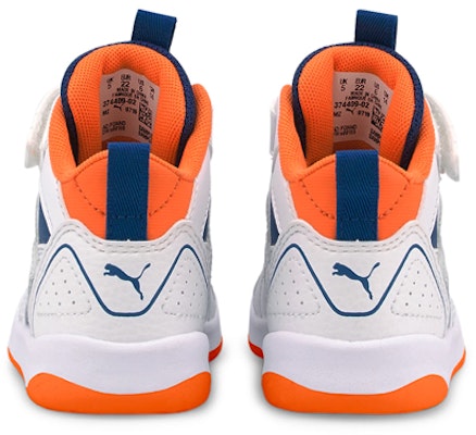 嬰童 Puma Backcourt Mid AC Inf 拼接拼色 休閒板鞋 白藍橙 Shop 嬰童 Puma Backcourt Mid AC Inf 拼接拼色 休閒板鞋 白藍橙