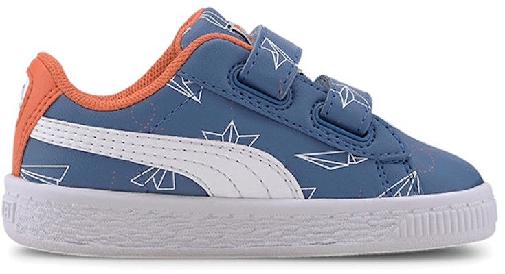 (TD) プーマ バスケット 紙飛行機 スニーカー (白/青/橙) 371188-02 Order (TD) プーマ バスケット 紙飛行機 スニーカー (白/青/橙) 371188-02