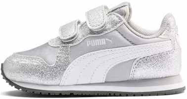 (Toddler) Puma Cabana Racer Glitz 'Silver White' 370986-01 (Toddler) Puma Cabana Racer Glitz 'Silver White' 370986-01