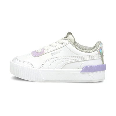 (TD) Puma Carina Lift Shine Casual Board Shoes White/Purple
