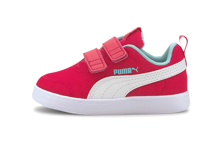(Toddler) Puma Courtflex V2 Mesh Sneakers White/Pink 371759-02