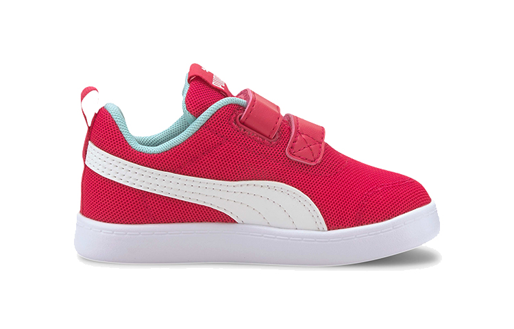 Order (TD) Puma Courtflex V2 Sepatu Sneakers Jala Putih/Merah Muda 371759-02