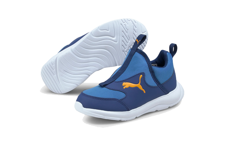 Lookbook 幼童 Puma Fun Racer 免綁帶 藍黃 跑步鞋