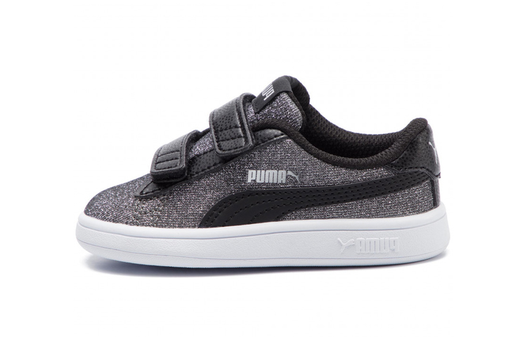 Buy 嬰兒 Puma Smash V2 閃耀儷 Glam 魔術貼 輕便低筒休閒板鞋 銀黑