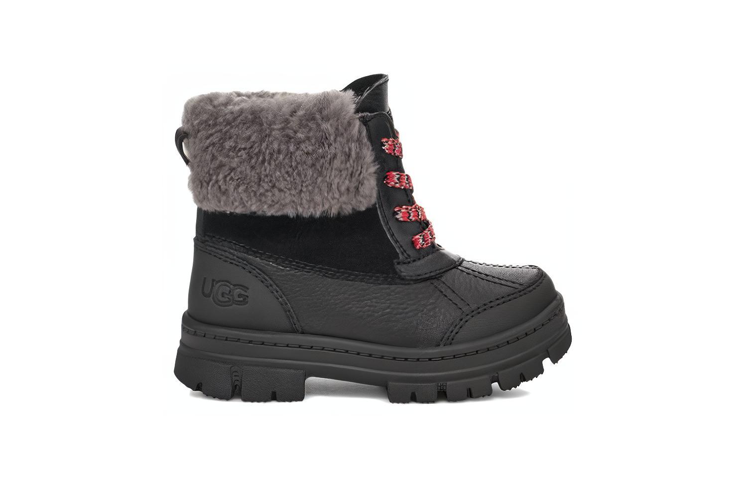 Order 嬰兒 UGG 絨面 圓頭拉鍊 低筒 學步鞋 黑色