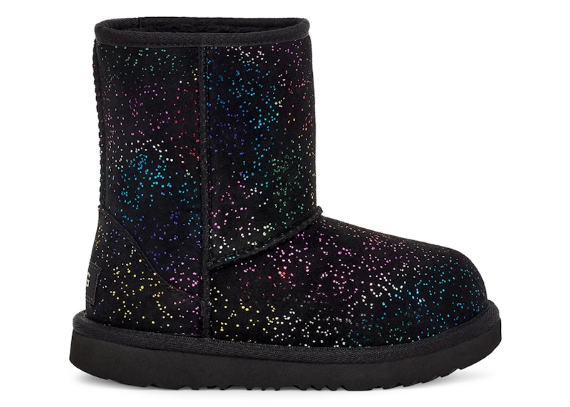 (Toddler) UGG Classic II Shimmer Sky Boot Black Rainbow Metallic 1157708T-BWM