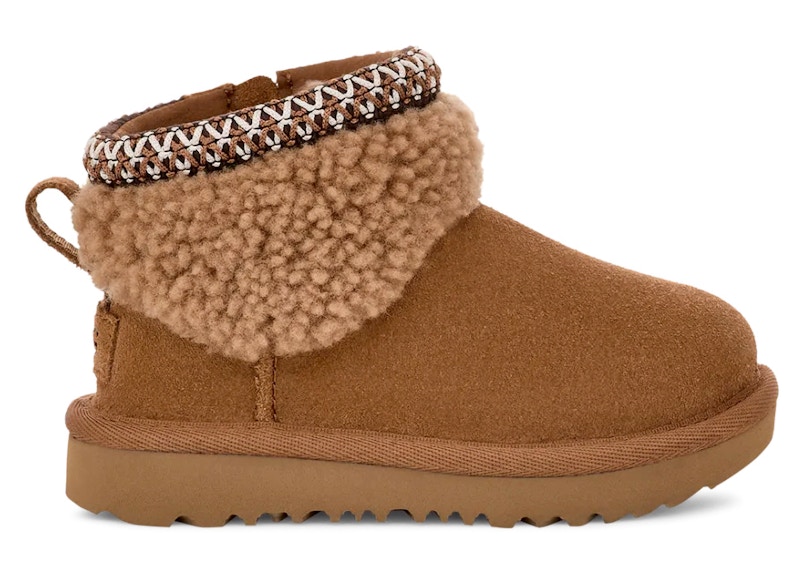 (Toddler) UGG Classic Ultra Mini Maxi Curly Boot Chestnut 1157730T-CHE