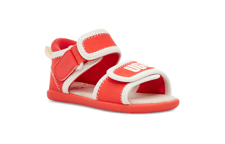 Lookbook (Toddler) UGG Delta Velcro Comfort Casual Sandals 'Coral Red' 1107984T-PCRL