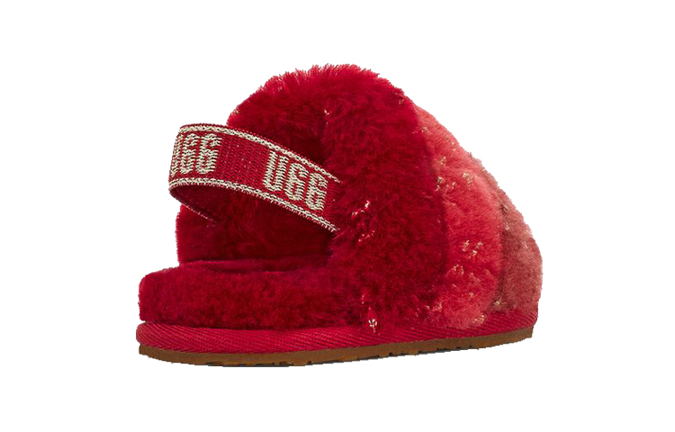 Lookbook (TD) UGG Fluff Yeah '金属闪光红' 羊毛拖鞋 1125950I-REMU