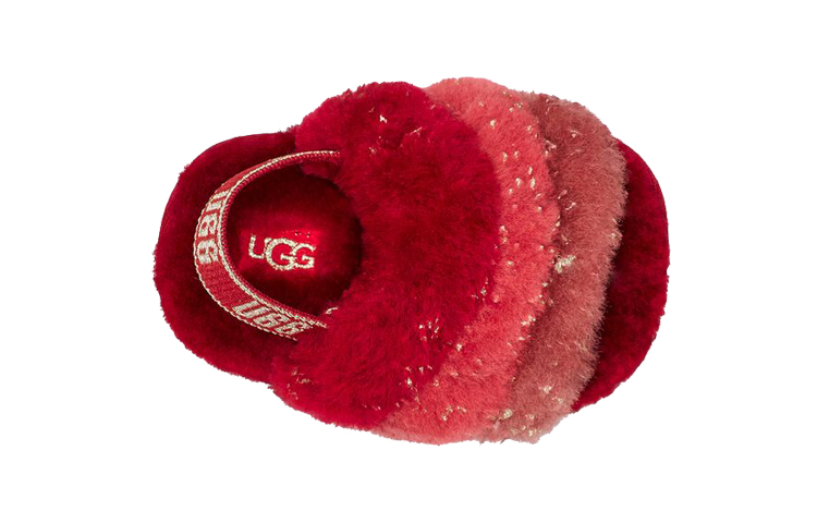 Shop (TD) UGG Fluff Yeah '金属闪光红' 羊毛拖鞋 1125950I-REMU
