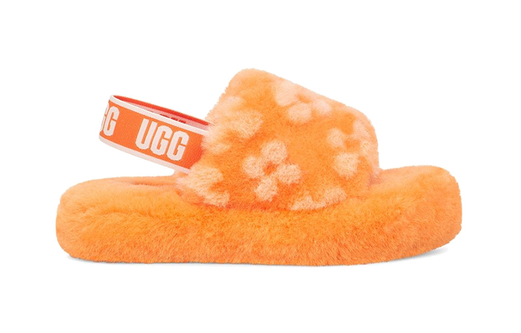 Order (TD) UGG Fluff Yeah Slide California Poppy Alas Kaki Bulu Oranye 1120011T-CPPP