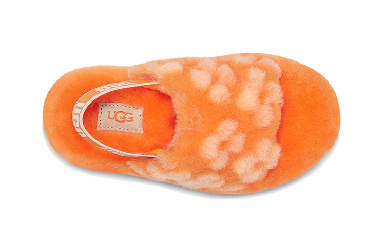 Shop (TD) UGG Fluff Yeah Slide California Poppy Alas Kaki Bulu Oranye 1120011T-CPPP