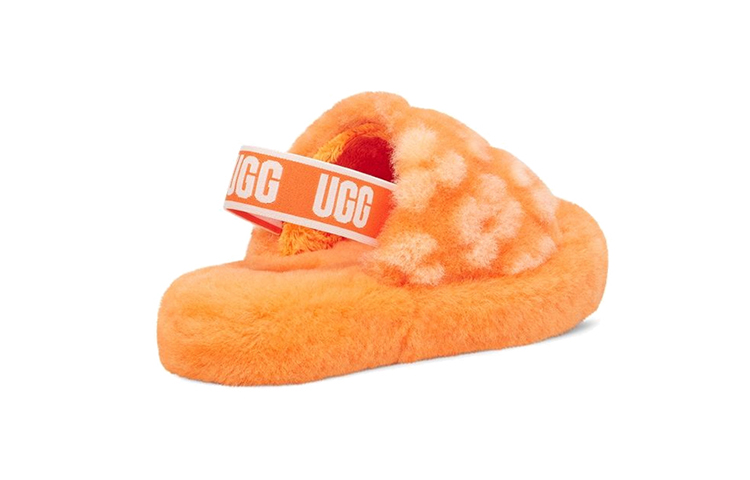 Purchase (TD) UGG Fluff Yeah Slide California Poppy Alas Kaki Bulu Oranye 1120011T-CPPP