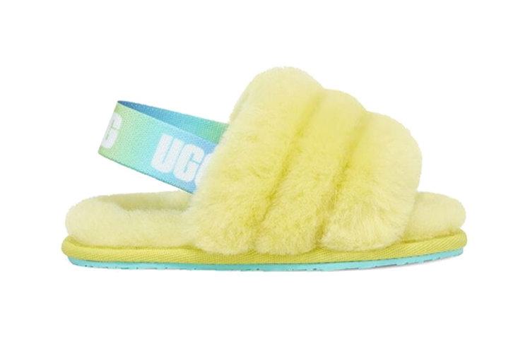 Order UGG Fluff Yete 簡約休閒 毛絨涼鞋 小童 黃色