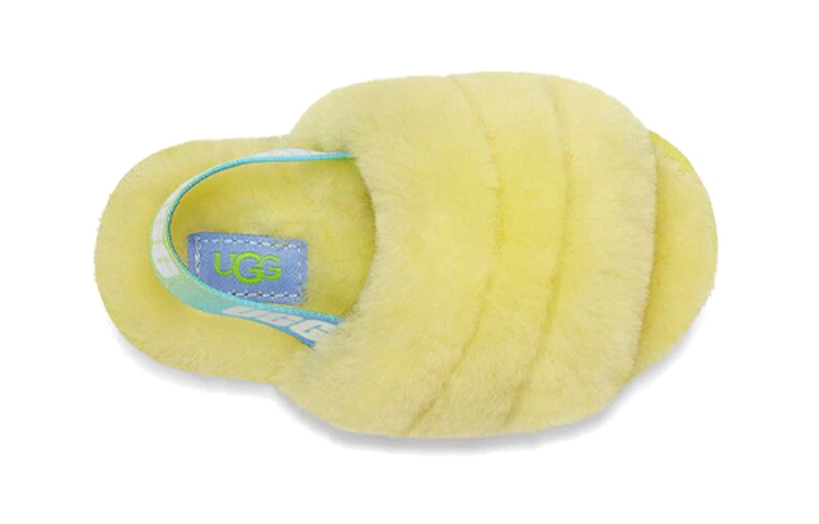 Shop UGG Fluff Yete 簡約休閒 毛絨涼鞋 小童 黃色
