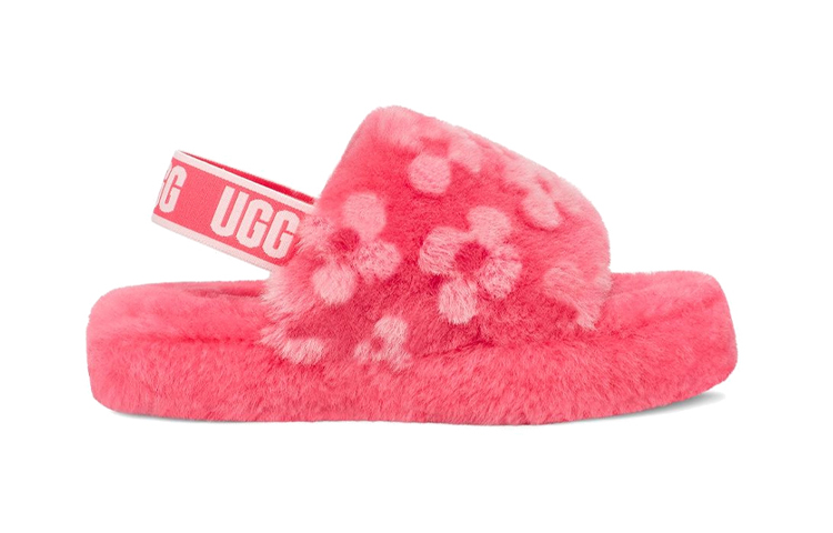 Order 幼童UGG Fluff Yeah Poppy 可愛露趾鏤空平底涼鞋 草莓紅