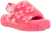 Lookbook 幼童UGG Fluff Yeah Poppy 可愛露趾鏤空平底涼鞋 草莓紅